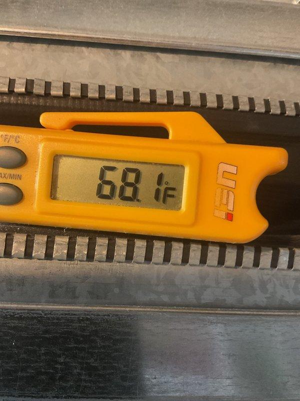 Completed annual HVAC maintenance on residential split system air conditioning unit. Performed comprehensive inspection of outdoor condenser unit and indoor evaporator coil, measuring operating temperatures and verifying proper system function at 68.1°F. Identified air filter requiring replacement and recommended filter change to maintain optimal airflow and system efficiency.