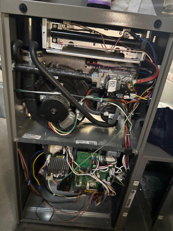 Completed annual furnace maintenance and tune-up on 10-year-old heating unit as part of scheduled preventive maintenance program. Performed comprehensive inspection of all internal components including burner assembly, blower motor, control board, and electrical connections. Verified proper operation of all safety controls, cleaned burner assembly, checked gas pressure and combustion efficiency, inspected heat exchanger for cracks or deterioration, tested ignition system, and confirmed all wiring connections were secure. Unit found to be in good working condition with no issues identified. All components functioning within manufacturer specifications.