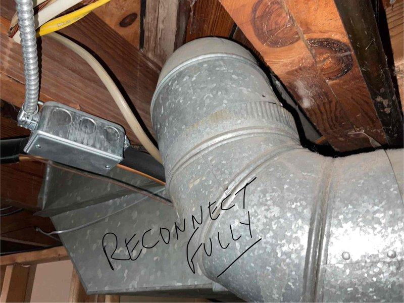 Conducted comprehensive assessment of existing 16-year-old air conditioning system that has been non-functional since property purchase in 2022, with unit circulating air but failing to provide cooling. Inspected basement mechanical room housing recently replaced furnace, water heater, and extensive ductwork network with copper piping connections. Evaluated attic-level ductwork system showing age-related deterioration and identified disconnected flexible ducting requiring reconnection. Provided full system replacement estimate for air conditioning unit to address cooling failure and restore proper HVAC functionality.
