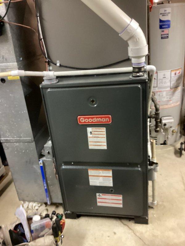 Completed annual furnace maintenance on Goodman brand heating system per membership agreement. Performed comprehensive tune-up including visual inspection of all components, venting system, electrical connections, and ductwork. Unit operating properly with no deficiencies noted; all systems functioning within normal parameters.
