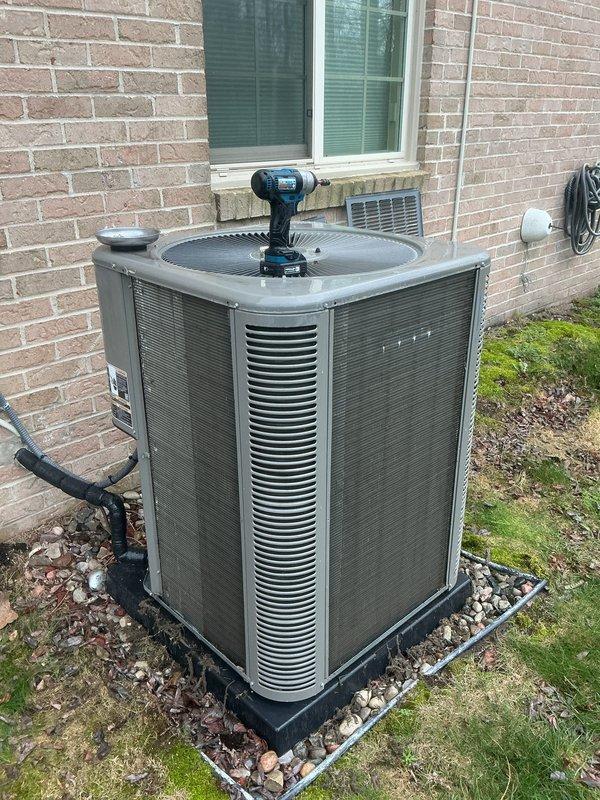 Completed scheduled Air Care Maintenance on residential outdoor condenser unit. Performed comprehensive system inspection, verified proper operation of all components, and documented unit condition with photographs. Unit showed normal weathering consistent with outdoor exposure, with all mechanical components functioning within acceptable parameters at time of service.