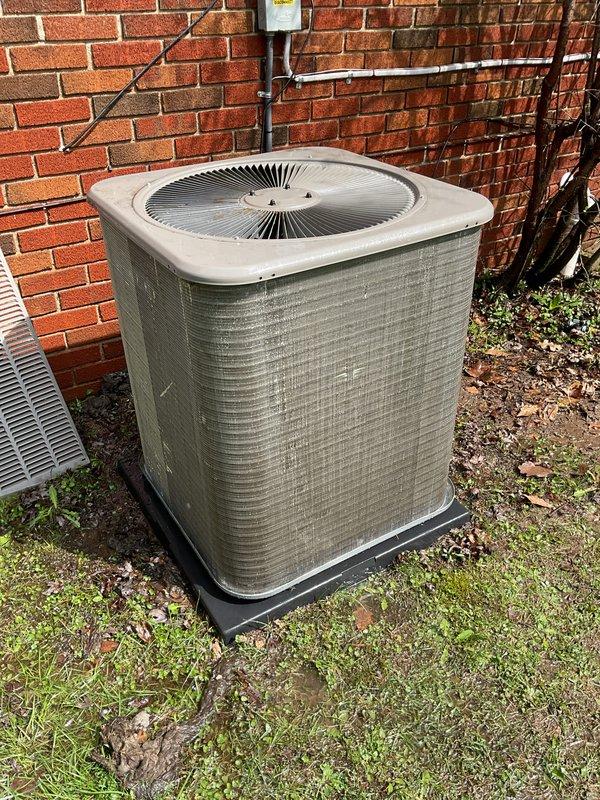 Completed annual cooling maintenance on residential split system air conditioning unit. Performed comprehensive inspection of outdoor condensing unit, including visual assessment of cabinet condition, electrical connections, and refrigerant lines. Unit showed signs of weathering and exterior dirt accumulation on side panels. Utilized digital diagnostic tools to verify system performance parameters and electrical readings. Documented equipment condition through photographic records for maintenance history. System operational at time of service completion.