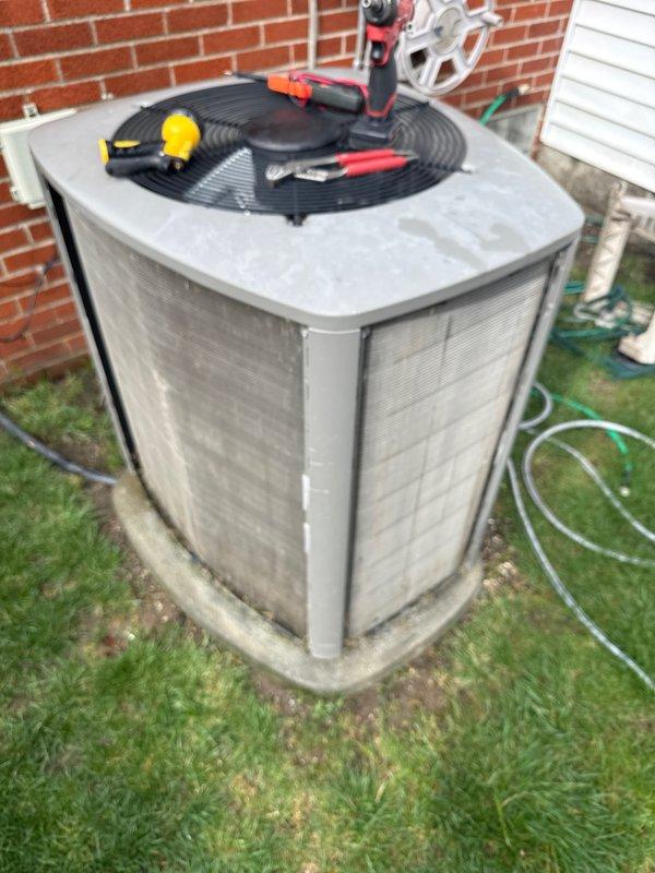 Completed scheduled Air Care Maintenance on residential outdoor condensing unit. Performed comprehensive system inspection, cleaned condenser coils, checked refrigerant levels, tested electrical connections, and verified proper operation of all components. Unit operating within manufacturer specifications upon completion.