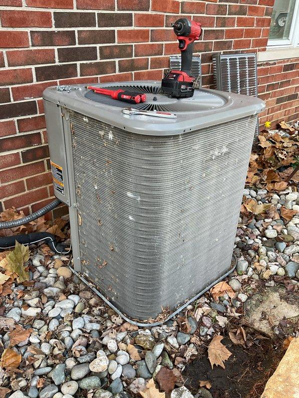 Completed annual preventive maintenance on outdoor air conditioning condenser unit. Performed comprehensive system inspection, cleaned condenser coils, checked refrigerant levels, tested electrical connections, and verified proper operation of all components. Unit is operating within normal parameters and ready for the cooling season.