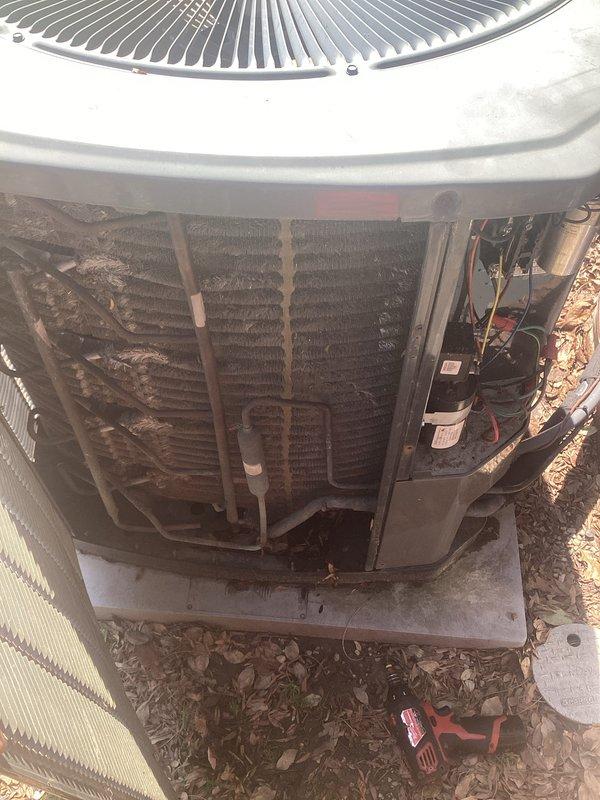 Completed annual cooling maintenance on two residential AC units. Performed system inspections, replaced air filters and evaporator pads on both systems, cleaned heavily soiled condenser coils that showed significant dirt and debris accumulation, checked refrigerant pressures and electrical connections, and verified proper system operation. Both units tested and running efficiently after service.