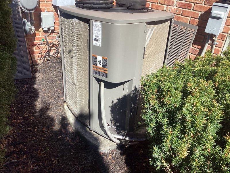 Completed scheduled maintenance on two outdoor air conditioning condenser units. Performed comprehensive inspection of both ACM units positioned against building exterior, checking refrigerant lines, electrical connections, and ventilation components. Replaced air filters and cleaned condenser pads as needed. Verified proper operation of all safety labels and disconnect boxes. Both units found in normal operating condition with adequate clearance from surrounding landscaping.