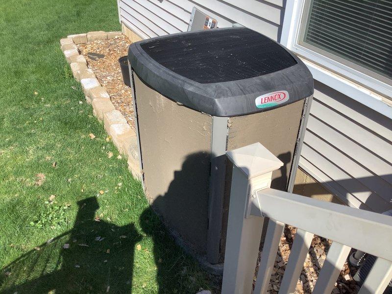 Completed annual cooling maintenance on Lennox air conditioning system. Replaced air filter and cleaned condenser coil and pad. Unit operating within normal parameters upon completion of service.