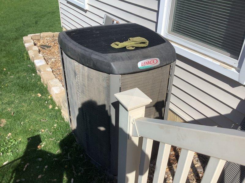 Completed annual cooling maintenance on Lennox air conditioning system. Replaced air filter and cleaned condenser coil and pad. Unit operating within normal parameters upon completion of service.