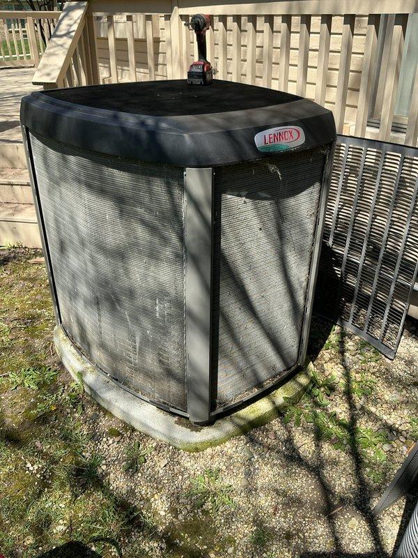 Completed annual cooling maintenance on residential Lennox air conditioning system. Replaced air filter and performed comprehensive system inspection of outdoor condenser unit. Recommended return visit for refrigerant evaluation based on system performance assessment.