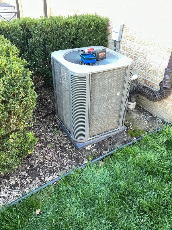 Completed annual preventative maintenance on residential air conditioning system. Performed comprehensive inspection of outdoor condenser unit, replaced air filter, and installed new condenser pad. Unit tested and operating within normal parameters upon completion.
