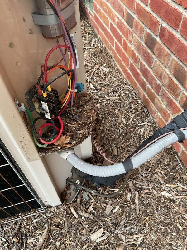Completed annual cooling maintenance on rooftop zone (RZ) system. Inspected electrical connections, contactor, and capacitor—all wiring secure with proper terminations. Observed significant deterioration of refrigerant line insulation requiring future attention. Verified condensate drain line operational. Unit operating within normal parameters. No filters required per maintenance schedule.