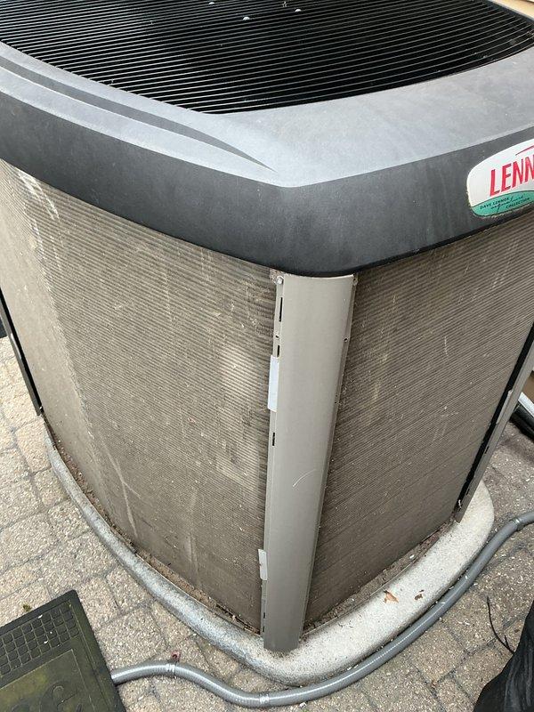 Completed annual cooling maintenance on Lennox residential air conditioning system. Performed comprehensive inspection of outdoor condensing unit, verified proper operation of all components, and documented equipment condition with photographs. Unit found in good working order with normal outdoor weathering present on cabinet and mesh panels.