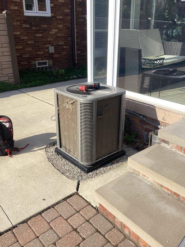 Completed scheduled maintenance on residential air conditioning system. Performed standard ACM protocol including filter inspection and replacement, verified refrigerant line insulation integrity, and confirmed condenser unit operation. Unit operating within normal parameters with no issues identified during service visit.