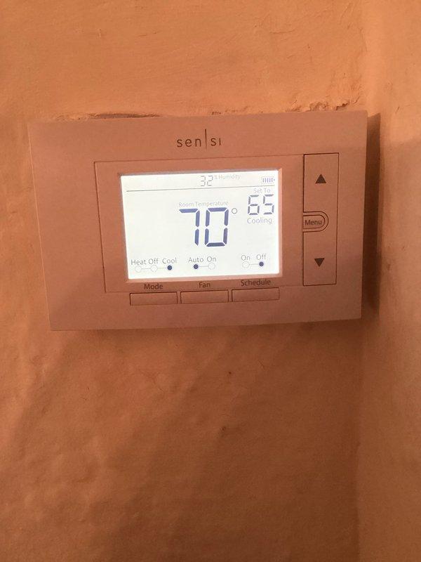 Completed scheduled Air Care Maintenance on residential cooling system. Performed comprehensive system diagnostics including refrigerant pressure and temperature analysis using digital manifold gauges, confirming R-410A charge levels with subcooling and superheat measurements within manufacturer specifications. Verified thermostat operation and temperature control functionality. Installed upgraded MERV 16 air filter per customer request to enhance indoor air quality and filtration efficiency.
