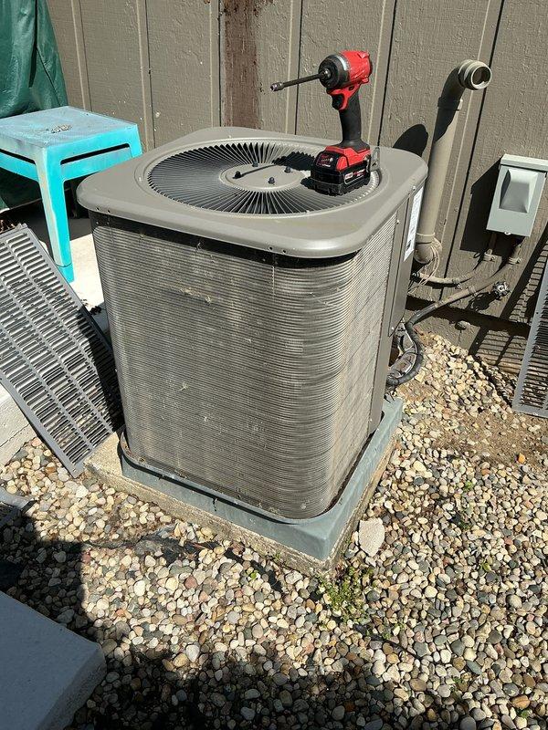 Completed annual heating care maintenance on residential HVAC system. Performed comprehensive inspection of outdoor condenser unit and indoor furnace components, replaced air filter, verified proper operation of all mechanical and electrical systems including burner assembly, blower motor, gas valves, and control board connections.
