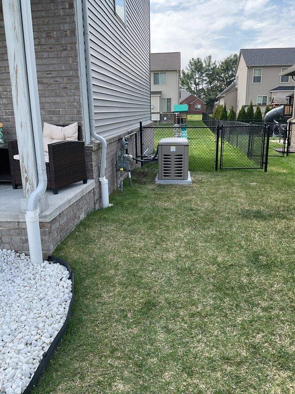 Successfully completed installation of a 20KW Kohler standby generator with 100-amp automatic transfer switch at residential property. Coordinated and obtained all required permits including mechanical, electrical, generator, gas pipe, pressure test, and transfer switch approvals. Installed generator unit on concrete pad in backyard with proper utility connections to home electrical service panel, completed gas line installation and pressure testing, and configured transfer switch for seamless automatic operation during power outages.