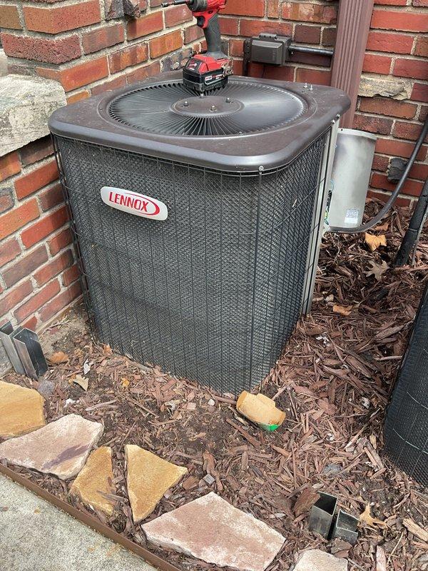 Completed annual preventative maintenance on two Lennox outdoor condensing units. Performed comprehensive system inspection including electrical testing with multimeter, cleaned condenser coils, checked refrigerant levels and pressures, verified proper fan motor operation, and ensured all components were functioning within manufacturer specifications. Both units operating efficiently with no issues found.