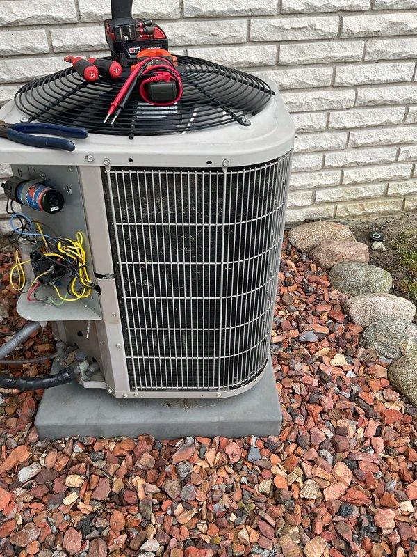 Completed annual cooling maintenance on Bryant outdoor condenser unit. Performed comprehensive system inspection including electrical connections, refrigerant pressures, and component functionality. Replaced air filter and evaporator pad as needed. Verified proper operation of condenser fan motor, compressor amperage draw, and capacitor performance. Cleaned condenser coil and checked all electrical terminals for tightness and proper voltage. System operating within manufacturer specifications upon completion.