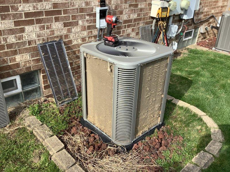 Completed routine maintenance and tune-up on a three-year-old Lennox central air conditioning system. Performed comprehensive inspection of outdoor condenser unit, including cleaning of exterior panels and ventilation components, verification of refrigerant levels using manifold gauges, and testing of electrical connections and compressor operation. System found to be operating within normal parameters with no deficiencies noted; all components functioning properly upon completion of preventive maintenance service.
