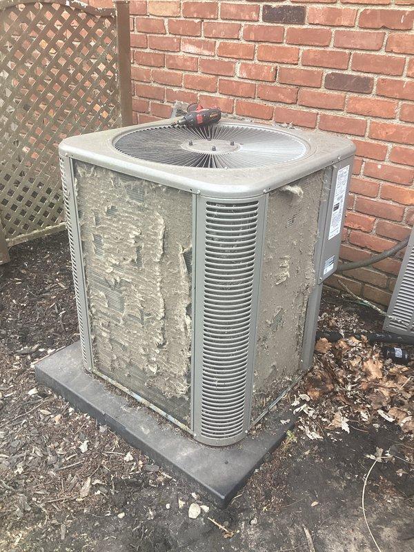 Completed annual cooling maintenance on residential air conditioning system. Performed comprehensive inspection of outdoor condenser unit, including cleaning of exterior surfaces, coil inspection, and verification of proper refrigerant line connections. Unit showed signs of weathering and debris accumulation, which were addressed during service. Confirmed electrical disconnect box operation, checked fan motor function, and verified proper drainage. System operational upon completion of maintenance protocol.
