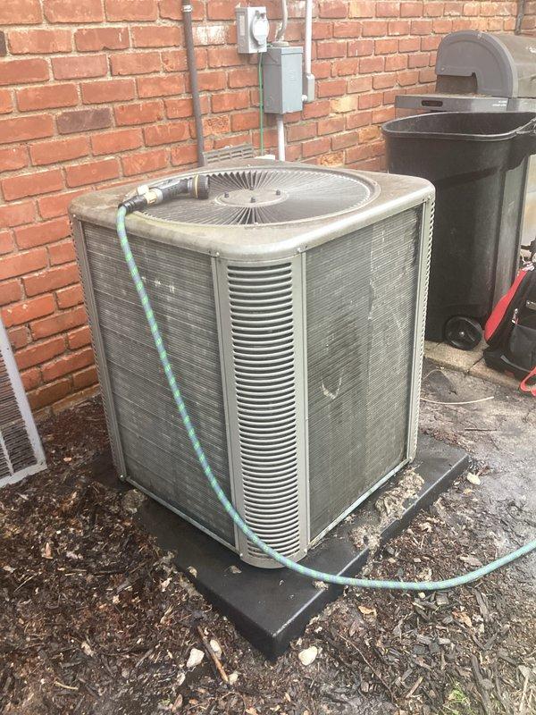 Completed annual cooling maintenance on residential air conditioning system. Performed comprehensive inspection of outdoor condenser unit, including cleaning of exterior surfaces, coil inspection, and verification of proper refrigerant line connections. Unit showed signs of weathering and debris accumulation, which were addressed during service. Confirmed electrical disconnect box operation, checked fan motor function, and verified proper drainage. System operational upon completion of maintenance protocol.