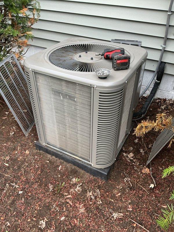 Completed annual HVAC maintenance visit including comprehensive AC tune-up on residential forced air system. Performed standard preventive maintenance procedures on outdoor condensing unit, verified proper system operation, and updated customer contact information in service records. System found to be functioning properly with no deficiencies noted during inspection.