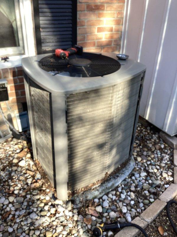 Completed annual preventative maintenance on residential air conditioning system. Performed comprehensive inspection of outdoor condenser unit, verified proper operation of compressor and fan motor, checked refrigerant levels, and cleaned condenser coils. Unit operating within normal parameters with no immediate service needs identified.