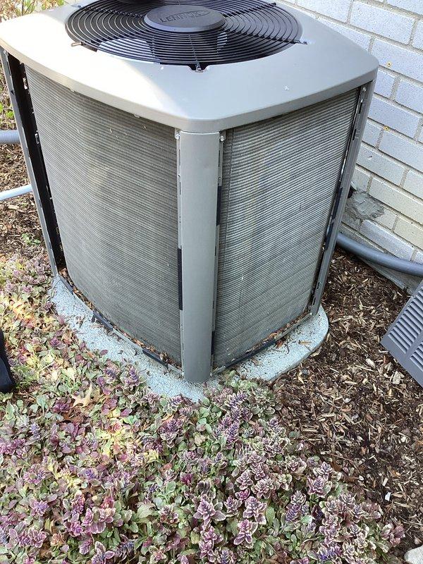 Completed annual HVAC maintenance on residential split system including outdoor condenser unit and indoor furnace. Inspected condenser unit exterior components, fan assembly, and cabinet condition; verified proper drainage and clearances around unit on concrete pad. Performed interior furnace inspection including blower motor, electrical connections, wiring harnesses, and control modules; all components found secure and operational. Noted filter and evaporator coil pad require replacement at customer's convenience.