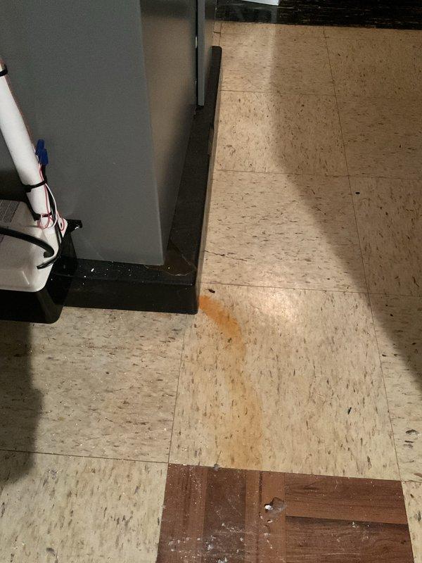 Responded to service call for furnace water leakage. Upon arrival, inspected unit and surrounding area for source of water discharge. Verified equipment location and assessed drainage system functionality. Checked condensate drain line for proper pitch and flow using level to ensure correct slope for gravity drainage. Observed water staining on floor surface beneath unit, indicating active leak condition. Evaluated condensate pan and drain connections for blockages or improper installation. Unit was not actively frozen at time of inspection, allowing for proper diagnostic assessment.