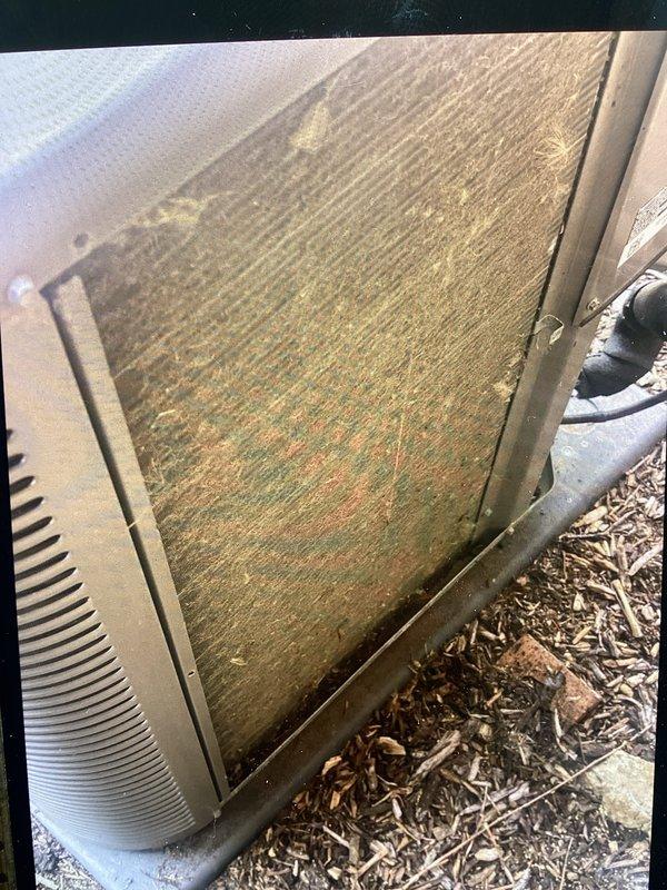 Completed Platinum Service summer maintenance on 9-year-old Lennox HVAC system. Performed comprehensive AC tune-up including inspection of condenser unit, which showed significant dirt and debris accumulation on coil fins requiring cleaning to restore optimal airflow and heat transfer efficiency. Exterior cabinet displayed weathering and organic growth from environmental exposure. System confirmed operational and functioning properly upon completion of preventive maintenance procedures.