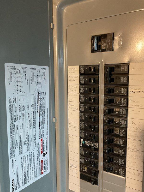 Responded to service call for multiple non-functioning GFCI outlets on exterior and several interior outlets inoperative for approximately two weeks. Conducted comprehensive electrical troubleshooting beginning at main service panel. Inspected circuit breaker panel, verified all breakers properly seated and functioning, checked for tripped breakers or loose connections. Tested affected circuits using multimeter to identify power loss points. Traced GFCI circuit to determine if upstream device had tripped, affecting downstream outlets. Reset GFCI receptacles as needed and verified proper ground fault protection operation. Inspected exterior outlet boxes for moisture intrusion or weather-related damage that may have caused nuisance tripping. Tested all previously non-functional outlets, confirmed restoration of power and proper operation. Additionally performed complimentary air conditioning system inspection as requested, checking refrigerant levels, electrical connections, capacitor co
