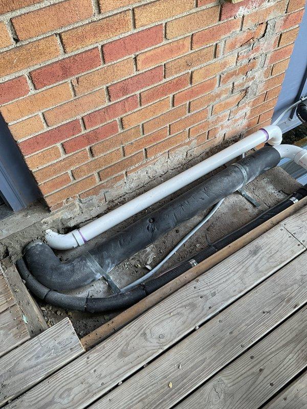 Completed warranty work on 6-month-old furnace installation where PVC exhaust piping was left unfinished due to deck obstruction during original install. Customer reported exhaust pipe full of water and gurgling sounds. With deck section now removed and full access available, completed the PVC exhaust pipe installation per manufacturer specifications, ensuring proper pitch and drainage to eliminate water accumulation and gurgling condition in the condensate drainage system.