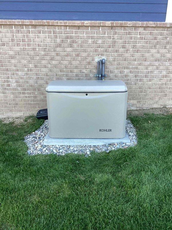 Performed scheduled maintenance on outdoor Kohler residential generator unit, including complete tune-up service and oil change. Accessed engine compartment, replaced engine oil, inspected air filter housing and all fluid reservoirs, and verified proper operation of control panel indicator lights and safety systems. All mechanical components, electrical connections, and conduit installations were inspected and found to be in proper working condition upon completion.