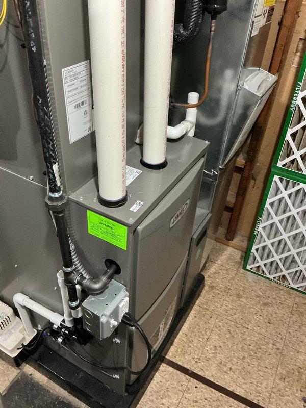 Completed comprehensive Air Care Heating and Cooling recurring maintenance service on residential HVAC system. Performed full system inspection of outdoor condenser unit and indoor furnace, checked refrigerant pressures using manifold gauges, verified proper operation of all components, and documented equipment condition with photos. All systems operating within normal parameters.