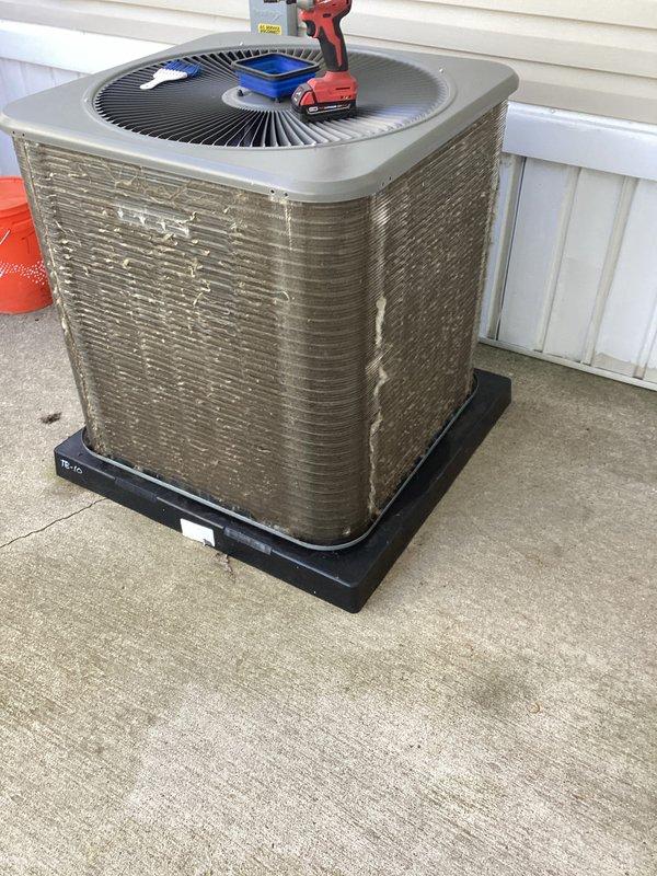 Completed scheduled air handler coil maintenance on residential HVAC system. Accessed furnace unit in mechanical room, inspected internal components including gas valve, electrical connections, and safety devices. Verified proper operation of all wiring and controls. Serviced outdoor condensing unit, performed cleaning and maintenance procedures on coil surfaces and exterior panels. All components tested and confirmed operational upon completion.