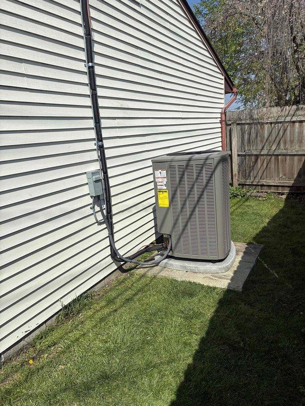 Completed full HVAC system installation including a 70,000 BTU furnace with humidifier and 3-ton air conditioning unit with rear discharge configuration. Installed furnace in interior utility closet with proper PVC venting and ductwork connections, mounted AC condenser on exterior concrete pad with electrical disconnect and conduit properly secured to building exterior. Obtained mechanical and electrical permits, reconnected all system components, and verified proper operation of complete heating and cooling system.