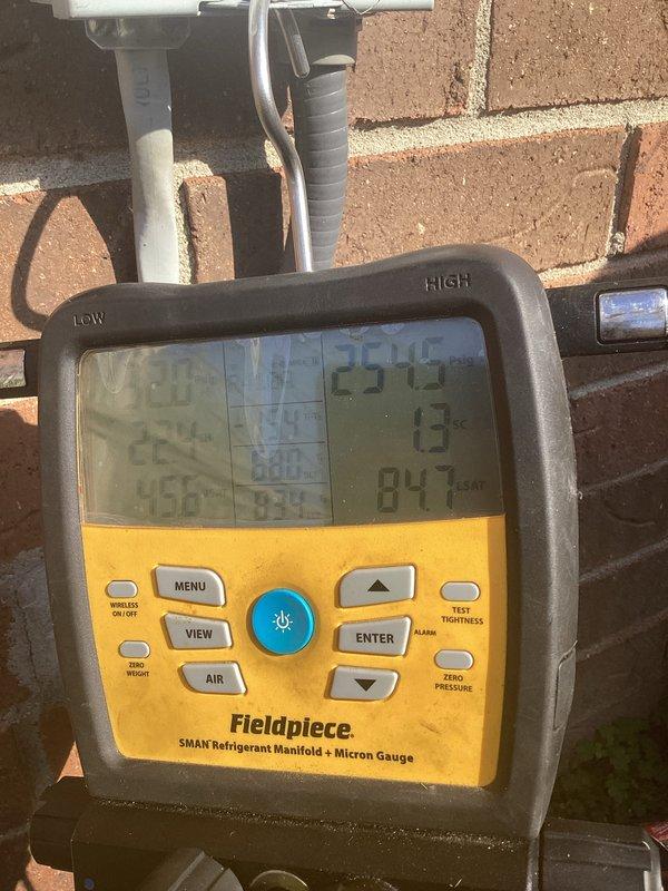 Completed annual cooling maintenance on residential HVAC system. Performed comprehensive inspection of outdoor condenser unit, verified proper operation of fan motor and compressor, and checked refrigerant pressures and temperatures using manifold gauges. Replaced furnace filters to ensure optimal airflow and system efficiency. All components found operating within manufacturer specifications with no issues identified.