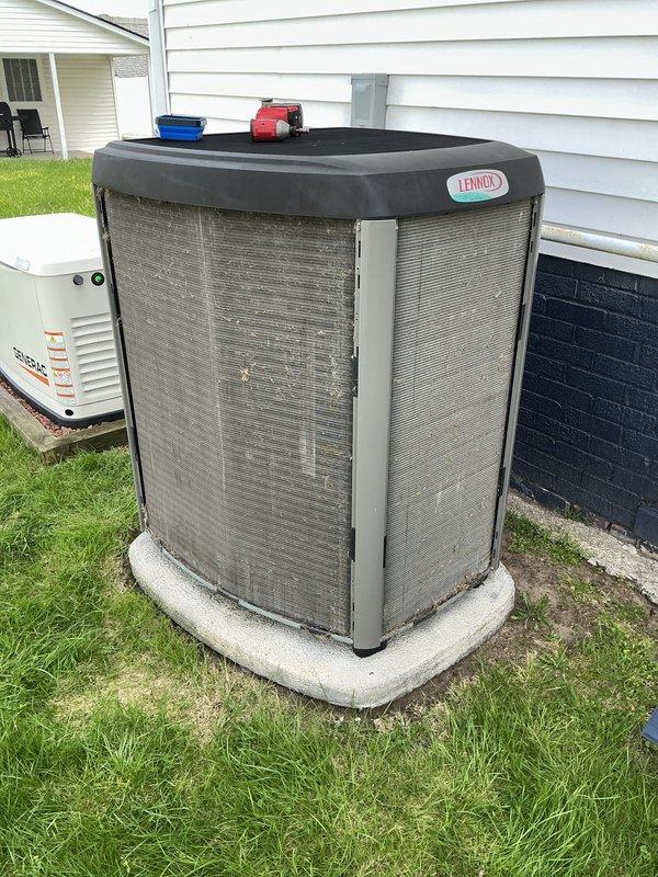 Completed annual HVAC maintenance on Lennox outdoor condensing unit. Performed system diagnostics using refrigerant manifold gauges, recording operating pressures and temperatures to verify proper system performance. All components inspected and unit found operating within normal parameters.