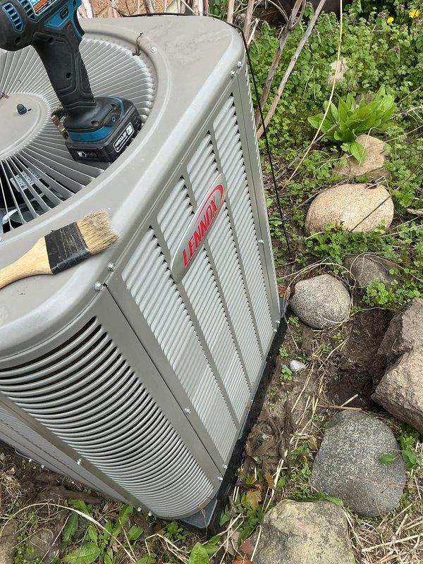 Completed scheduled Air Care Maintenance on Lennox air conditioning system. Performed comprehensive inspection of outdoor condenser unit, cleaned fan blades and coil surfaces, checked electrical connections and amp draw with multimeter, and verified proper operation. Customer requested service renewal for continued maintenance coverage.