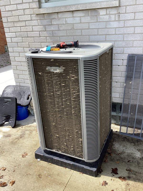 Completed scheduled preventive maintenance on outdoor condensing unit. Performed comprehensive system inspection, tested electrical components and refrigerant levels, cleaned condenser coils, and verified proper operation of all mechanical systems to ensure optimal cooling performance for the upcoming season.