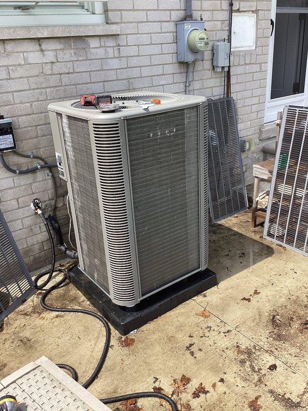 Completed scheduled preventive maintenance on outdoor condensing unit. Performed comprehensive system inspection, tested electrical components and refrigerant levels, cleaned condenser coils, and verified proper operation of all mechanical systems to ensure optimal cooling performance for the upcoming season.