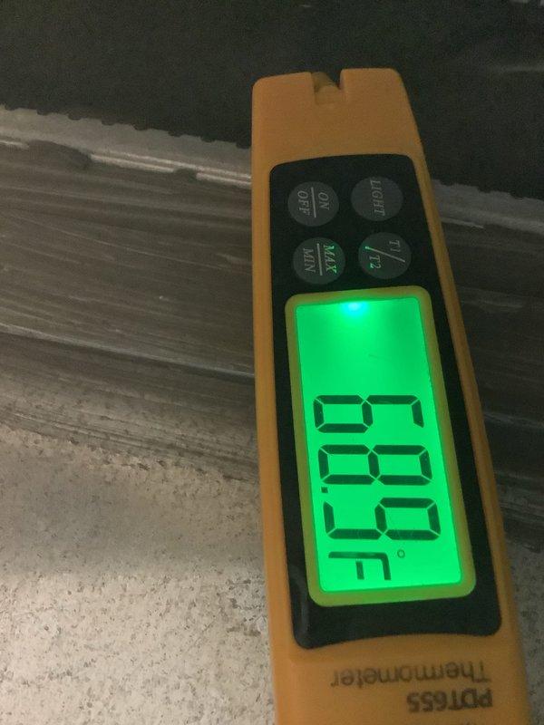 Completed annual cooling maintenance on air conditioning system. Performed standard ACM service protocol including system diagnostics and performance verification. Recorded ambient temperature reading of 82.6°F using digital thermometer and measured electrical draw of 4581 on compressor circuit using clamp meter to confirm proper amperage within manufacturer specifications. All components operating within normal parameters.