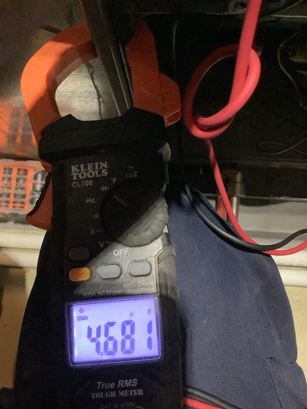 Completed annual cooling maintenance on air conditioning system. Performed standard ACM service protocol including system diagnostics and performance verification. Recorded ambient temperature reading of 82.6°F using digital thermometer and measured electrical draw of 4581 on compressor circuit using clamp meter to confirm proper amperage within manufacturer specifications. All components operating within normal parameters.