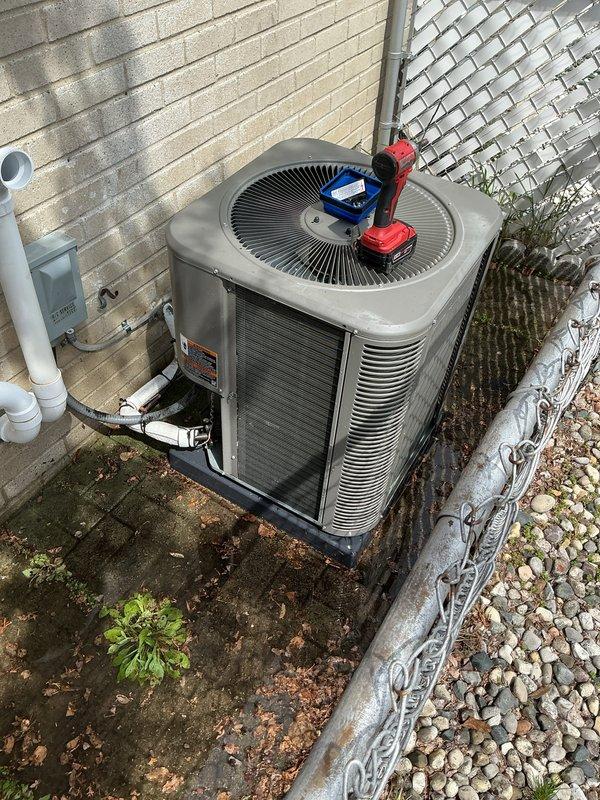 Completed scheduled Air Care Cooling maintenance visit on outdoor condensing unit. Performed comprehensive system inspection, checked refrigerant pressures, verified proper fan operation, and ensured all electrical connections were secure. Unit operating within normal parameters with no issues identified.