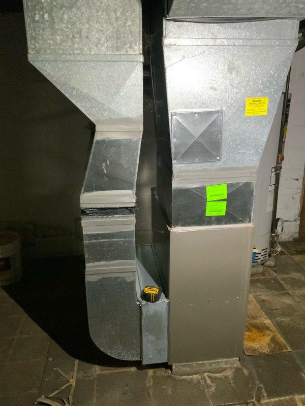 Completed on-site assessment for air conditioning system replacement in basement mechanical room. Current AC unit is non-operational while existing furnace remains functional and is of newer age. Evaluated existing HVAC infrastructure including ductwork, electrical connections, and available space for new equipment installation. Documented basement utility area configuration with water heater placement and existing furnace unit to determine optimal replacement approach. Prepared comprehensive estimate for AC-only replacement that will integrate with current heating system and existing duct distribution network.