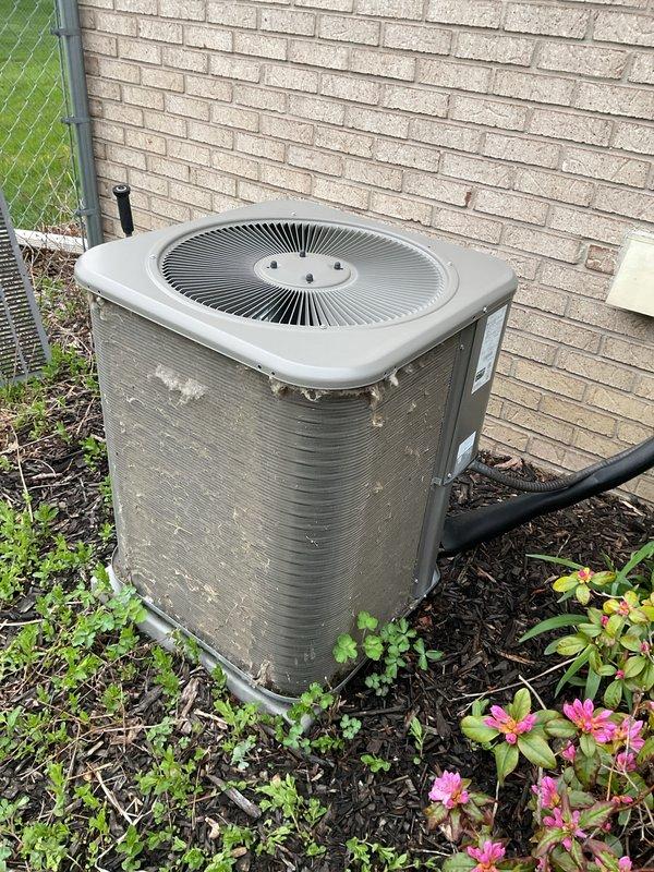 Completed annual heating and cooling maintenance on residential outdoor condensing unit. Performed comprehensive system inspection, tested electrical connections at disconnect box, verified proper operation of condenser fan motor, and checked refrigerant pressures using diagnostic equipment. Unit found operating within normal parameters with no deficiencies noted.