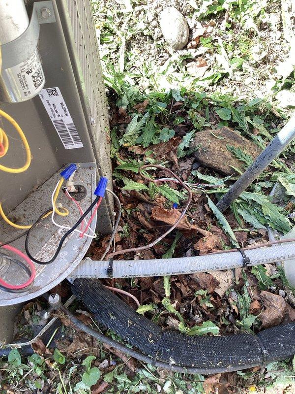 Responded to no-cooling call on 4-year-old central air conditioning system. Indoor unit blower was operating but outdoor condensing unit failed to run. Upon inspection, discovered failed dual-run capacitor preventing compressor and condenser fan motor operation. Replaced defective capacitor with OEM-equivalent component, restored power, and verified proper system operation with outdoor unit running and achieving temperature setpoint.