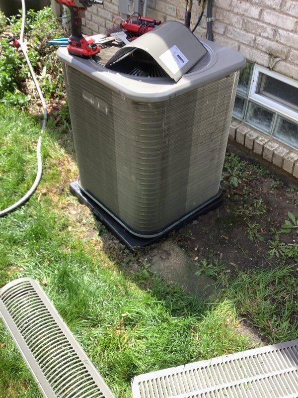 Completed annual preventative maintenance on residential split system air conditioning unit. Performed comprehensive inspection of outdoor condenser unit including cleaning of coils, verification of refrigerant lines, and operational testing of all components. System found to be operating within normal parameters with no deficiencies noted.
