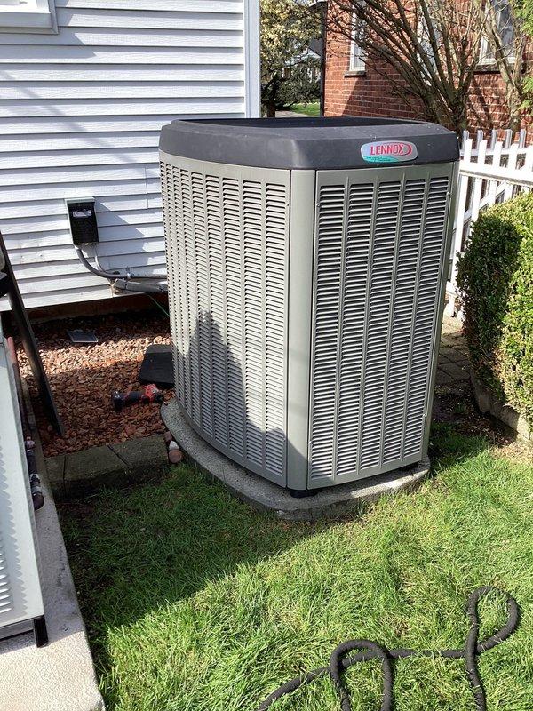 Completed annual cooling maintenance on Lennox air conditioning condenser unit. Performed thorough cleaning of exterior coils which had accumulated significant dirt, dust, and debris buildup. Replaced air filter and evaporator pad as part of routine ACM service, ensuring optimal system performance and airflow for the cooling season.