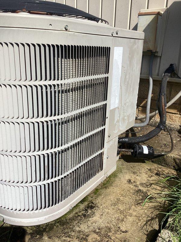 Completed annual preventive maintenance on outdoor air conditioning condenser unit. Performed comprehensive system inspection, noting filter replacement required. Unit operational with all components functioning properly at time of service.